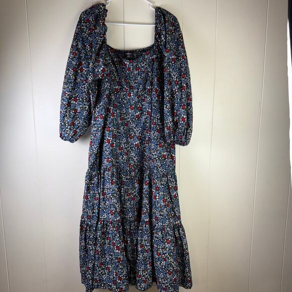 Summersalt The Tiered Puff Sleeve Dress Floral midi long sleeve fall‎ transition - Picture 5 of 9